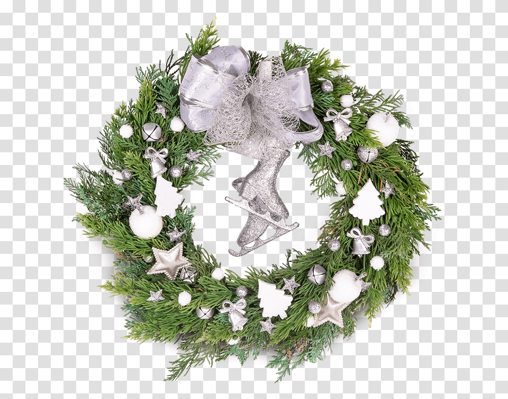 Silver Christmas Wreath Transparent Png