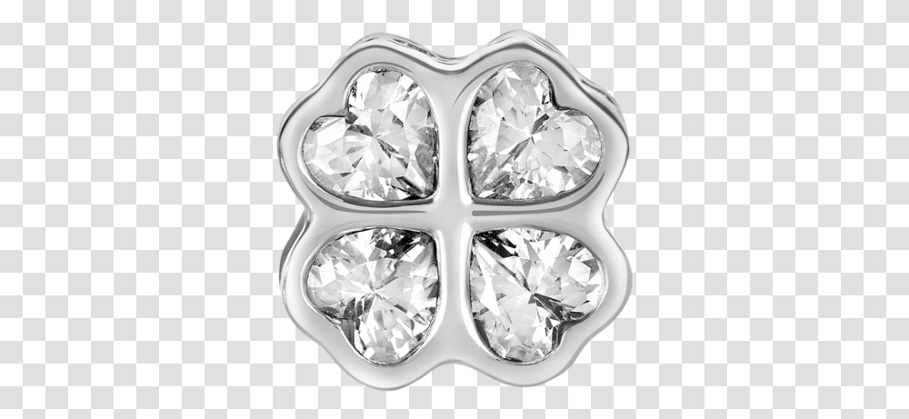 Silver Clover Charm With Clear Cz Stones For Use With Engagement Ring, Diamond, Gemstone, Jewelry, Accessories Transparent Png
