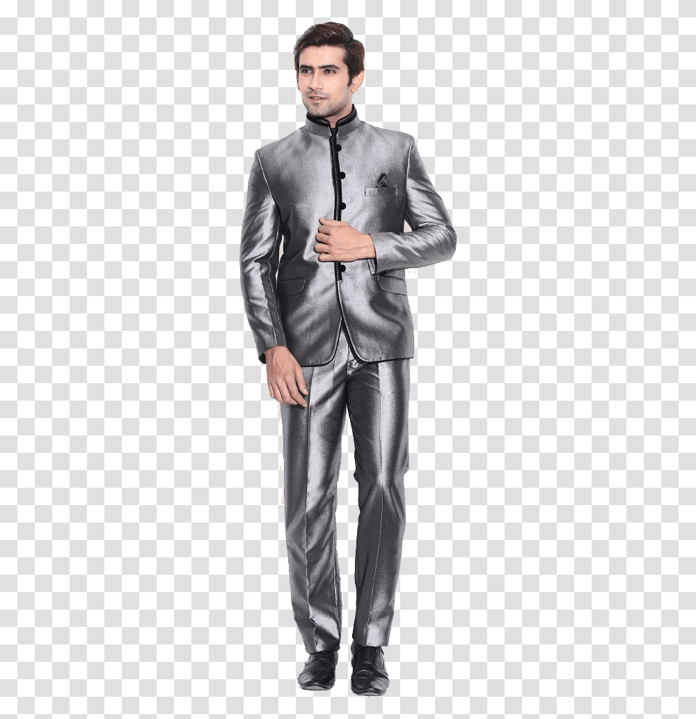 Silver Coat Pant Free Image Tuxedo, Suit, Overcoat, Person Transparent Png