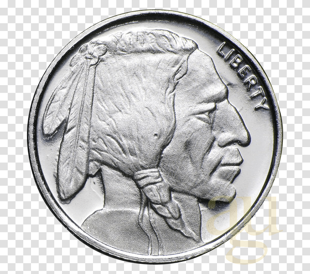 Silver Coin Image With Background 1 10 Oz Buffalo Silver, Nickel, Money, Dime Transparent Png