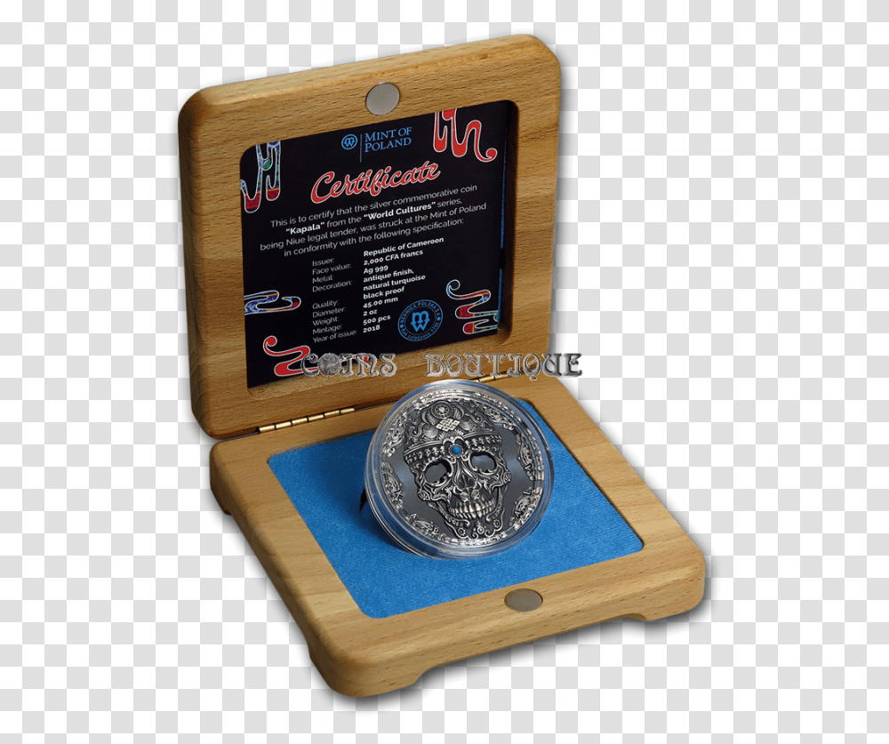 Silver Coin Kapala World Culture 2 Oz Silver Coin Antiqued Coin, Furniture, Money, Clock Tower, Architecture Transparent Png