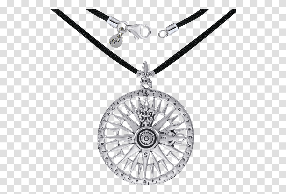 Silver Compass Rose Pendant And Cord Indian Flag For Background Editing, Accessories, Accessory, Jewelry, Wheel Transparent Png