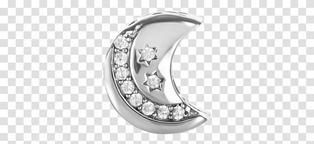 Silver Crescent Moon Bead For Use With Dbw Interchangeable Body Jewelry, Platinum, Diamond, Gemstone, Accessories Transparent Png