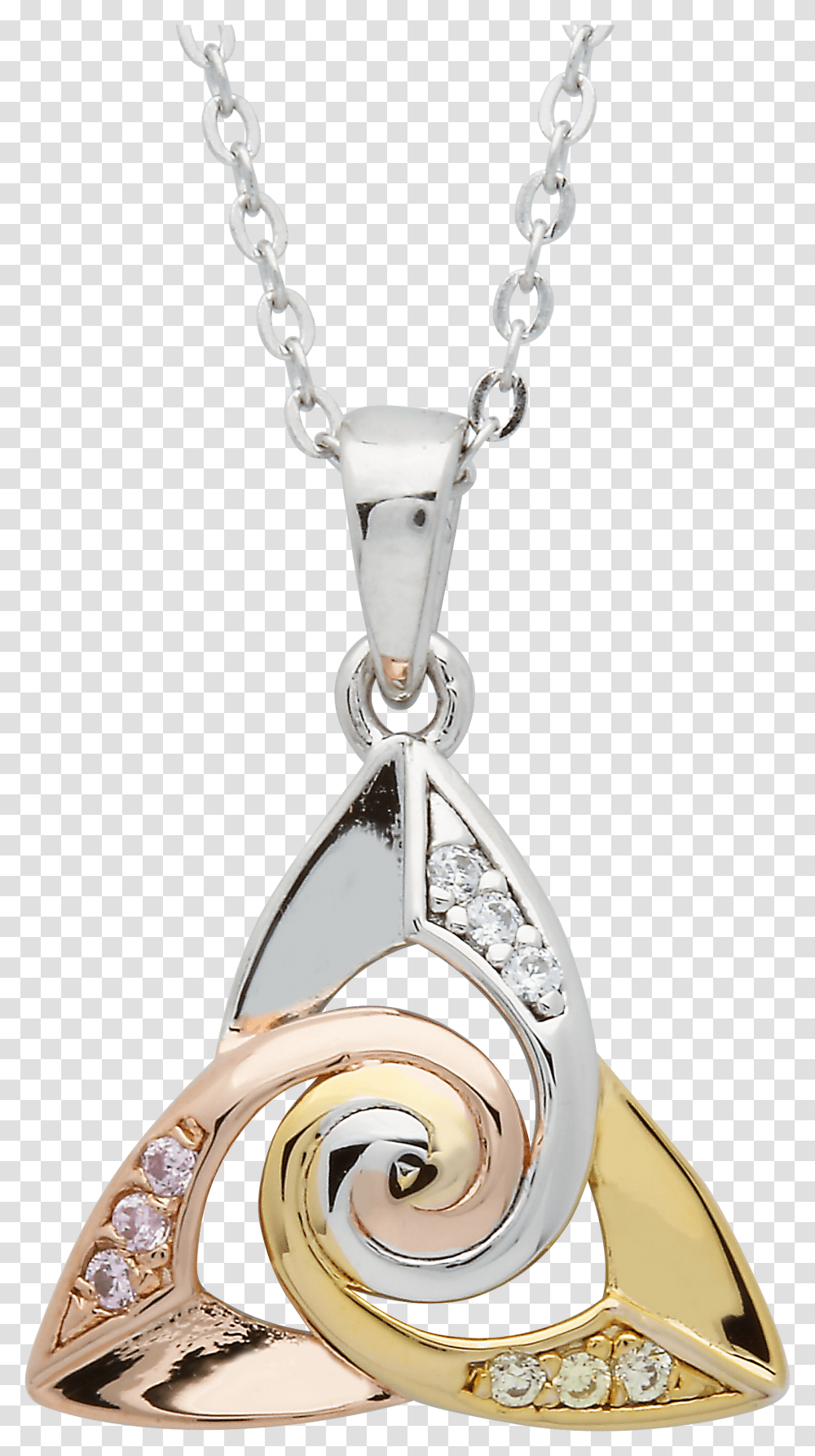 Silver Cz Trinity Spiral Centre Tri Colour Pendant Locket, Diamond, Gemstone, Jewelry, Accessories Transparent Png