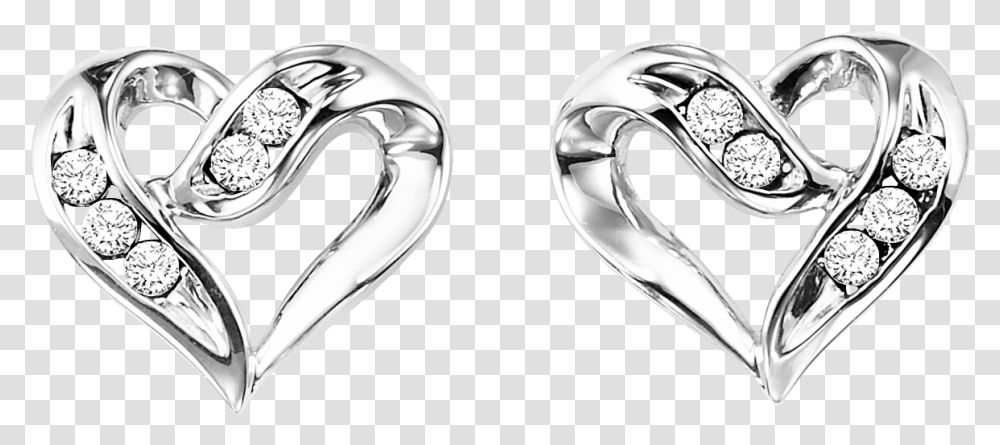 Silver Diamond Heart Earrings Sterling Silver Heart Earrings, Jewelry, Accessories, Accessory, Platinum Transparent Png