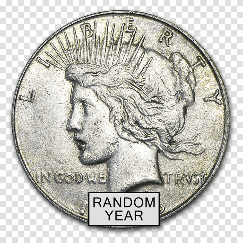Silver Dollar Peace Dollar, Coin, Money, Nickel, Dime Transparent Png