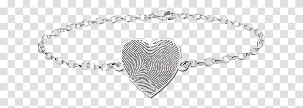 Silver Fingerprint Bracelet Heart Silver Bracelet Photo With Name, Chain, Jewelry, Accessories, Accessory Transparent Png