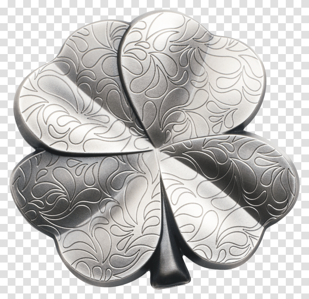 Silver Fortune Four Leaf Clover Shape 1 Oz Silver Coin Palau Silver Fourtune Coin, Lamp, Drawing, Aluminium Transparent Png