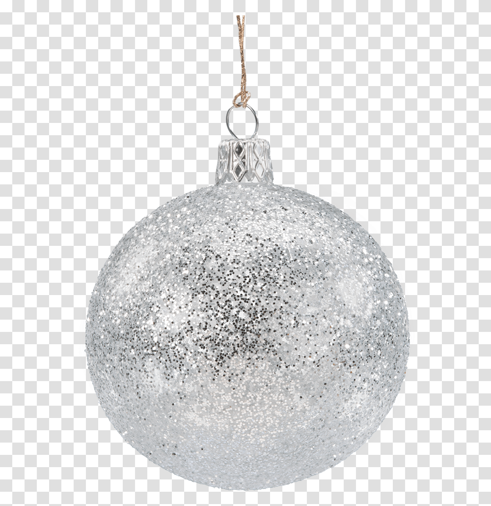 Silver Glitter Christmas Ornament, Pendant, Moon, Outer Space, Night Transparent Png