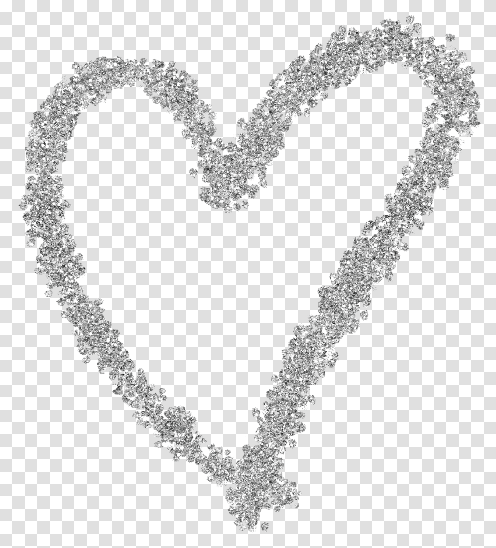 Silver Glitter Heart, Accessories, Accessory, Necklace, Jewelry Transparent Png