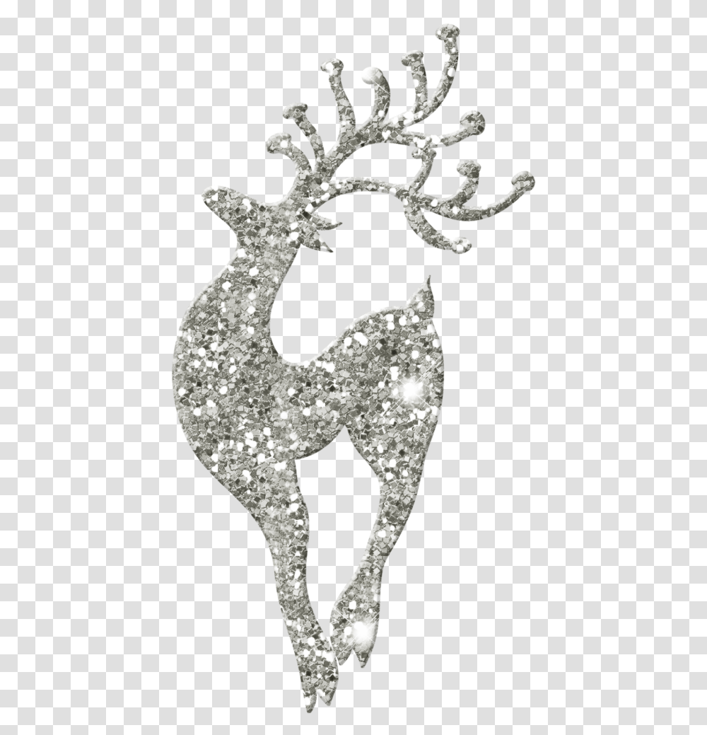 Silver Glitter Reindeer Happyfreetoedit Illustration, Animal, Mammal, Sea Life, Person Transparent Png