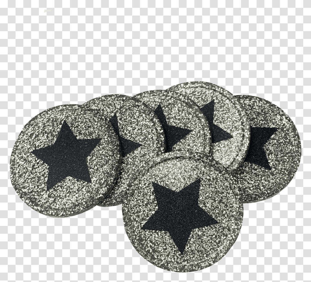 Silver Glitter Star Tokens Emblem, Rug, Accessories, Accessory, Symbol Transparent Png