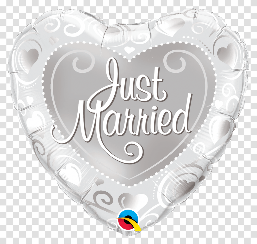Silver Just Married Hearts Foil Balloon Just Married Foil Balloons India, Birthday Cake, Label, Glass Transparent Png