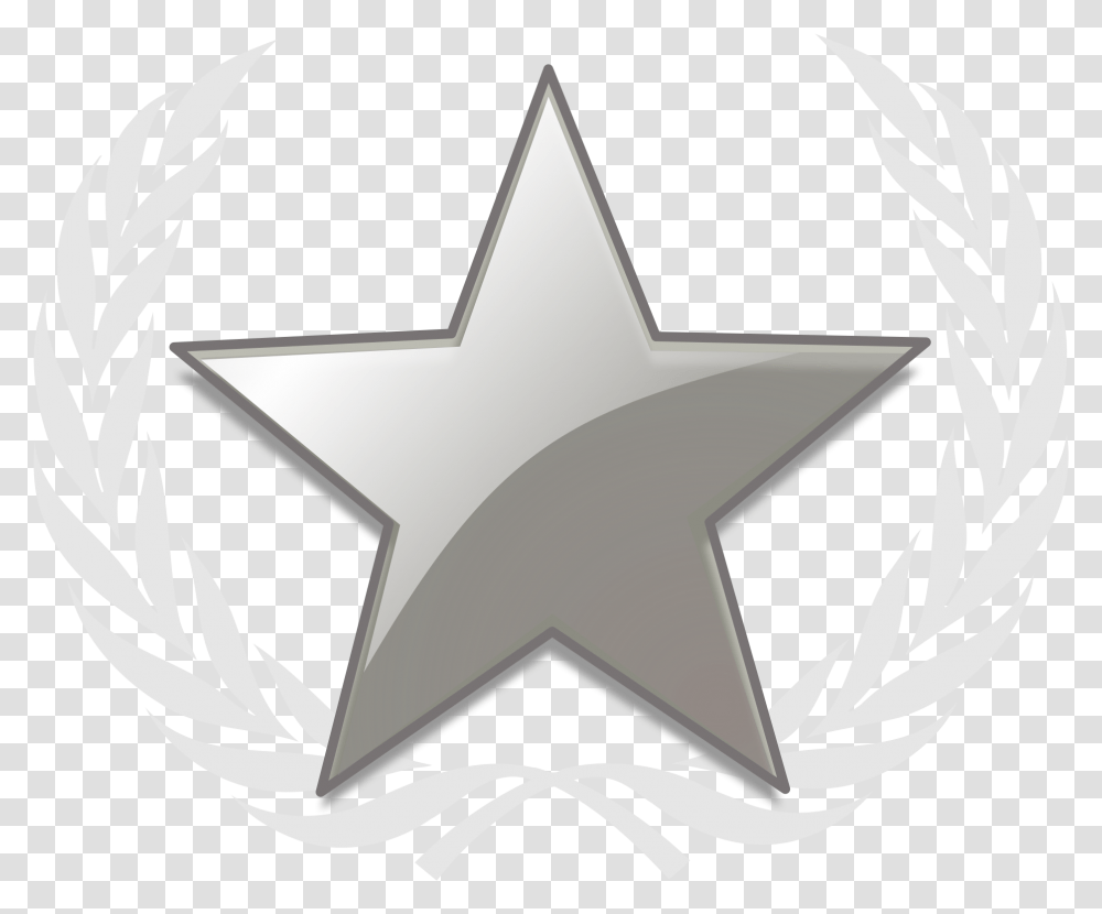 Silver Laurel Wreath Star In Blue Colour, Emblem, Star Symbol, Sink Faucet Transparent Png