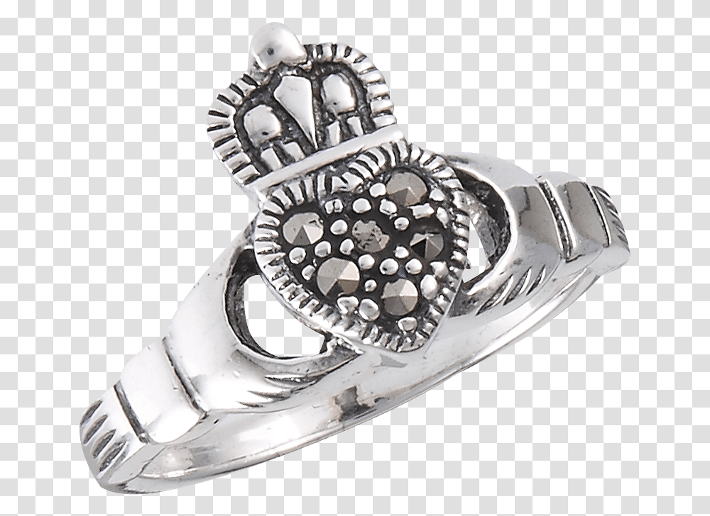 Silver Marcasite Claddagh Ring Pre Engagement Ring, Diamond, Gemstone, Jewelry, Accessories Transparent Png