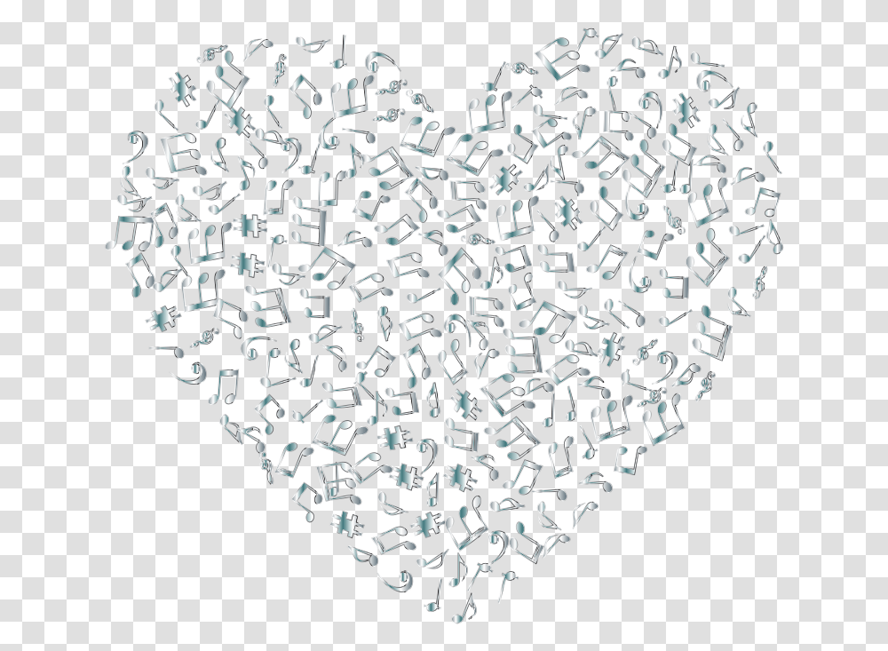 Silver Musical Heart 4 No Background Openclipart Heart Background Music Notes, Text, Rug, Chandelier, Lamp Transparent Png