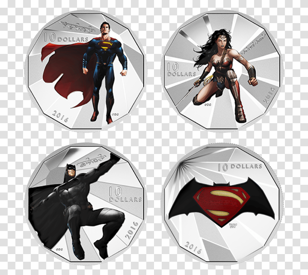 Silver Numis 4 Coin Set Batman V Superman Superman Silver Coin, Person, Human, Ninja, Hand Transparent Png