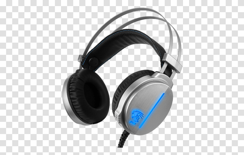 Silver Pc Gaming Headset With Built In Mic & Blue Led Lights Portable, Headphones, Electronics Transparent Png