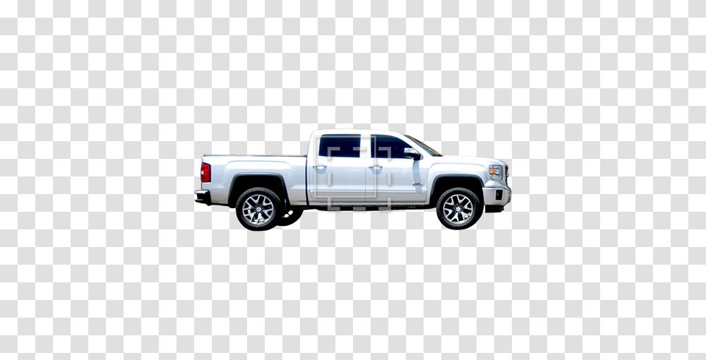 Silver Pickup Truck Side View, Vehicle, Transportation, Wheel, Machine Transparent Png