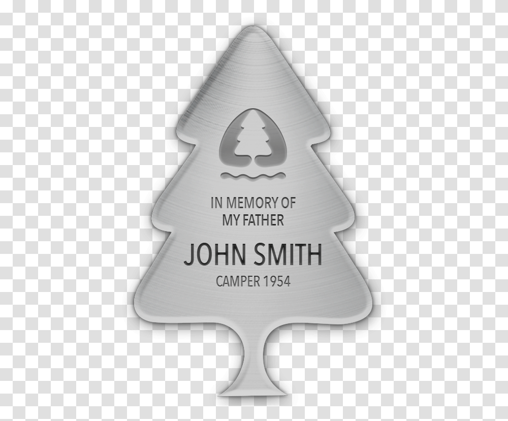 Silver Plaque With 4 Lines Of Custom Text Christmas Tree, Soil, Arrowhead, Logo Transparent Png