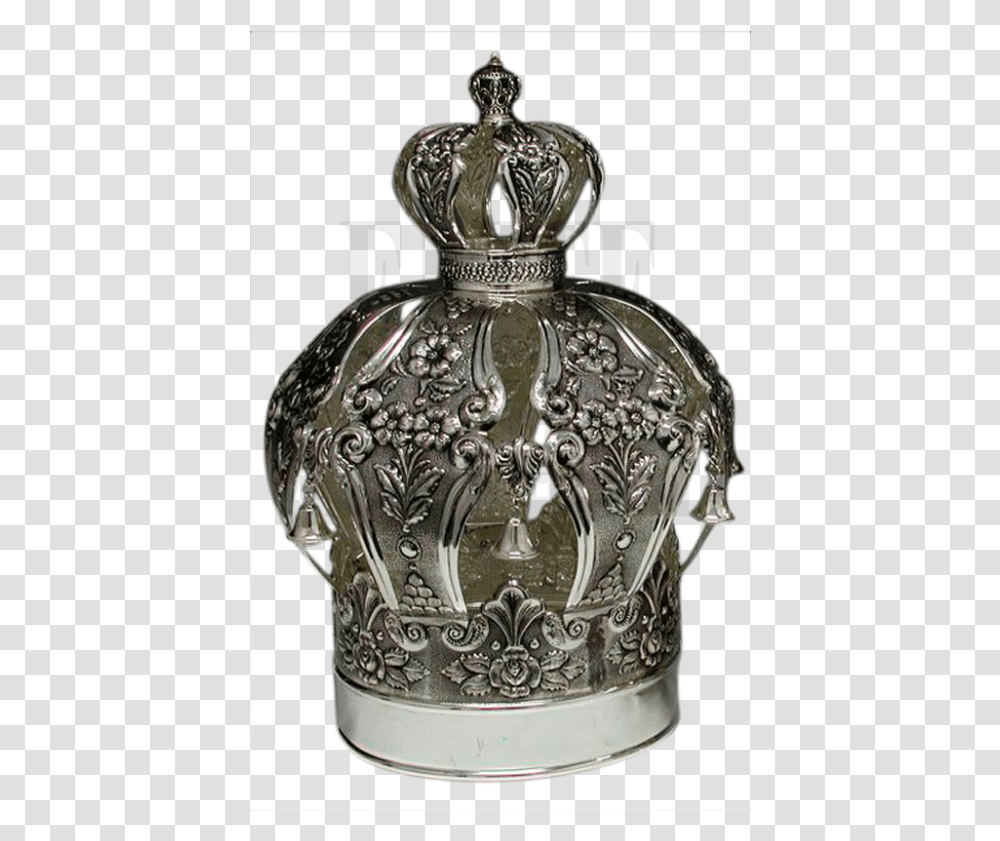 Silver Plated Torah Crown With Flowers Download, Bottle, Perfume, Cosmetics Transparent Png