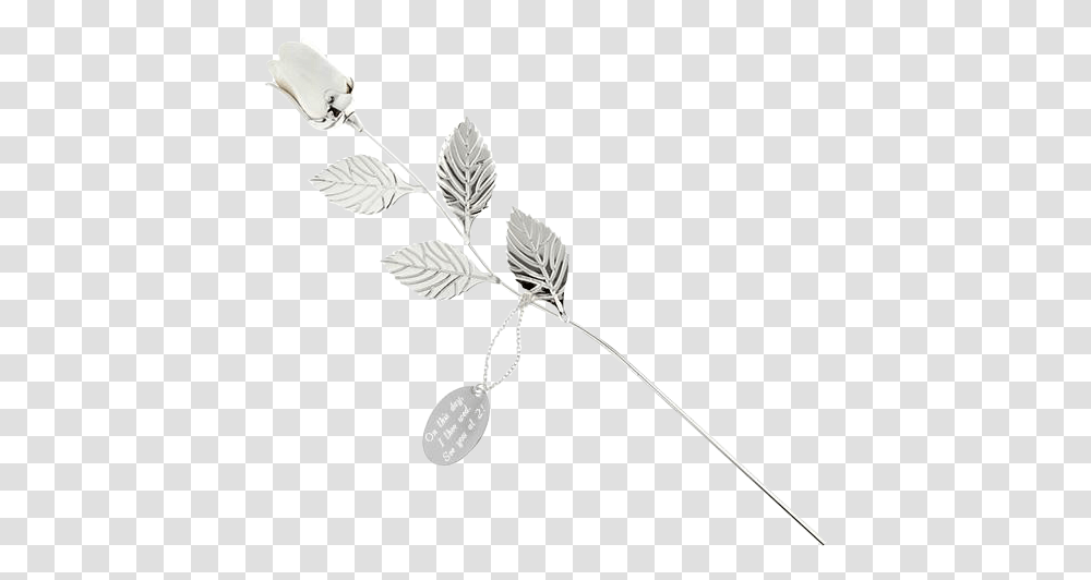 Silver Plated White Rose Twig, Leaf, Plant, Bird, Animal Transparent Png