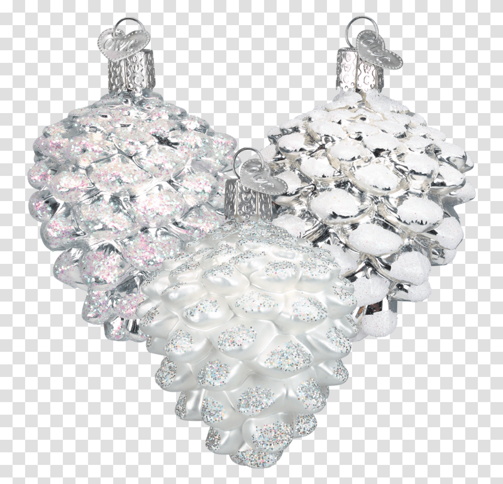 Silver Snowy Cone Ornament Christmas Ornament, Jewelry, Accessories, Accessory, Diamond Transparent Png