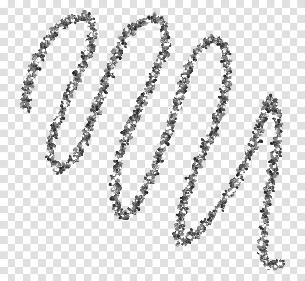 Silver Sparkle Shiny Squiggle Swirl Monochrome, Bead, Accessories, Accessory, Chain Transparent Png