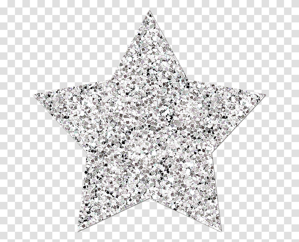 Silver Sparkle Star Silver Glitter Star, Star Symbol, Blouse, Clothing, Apparel Transparent Png