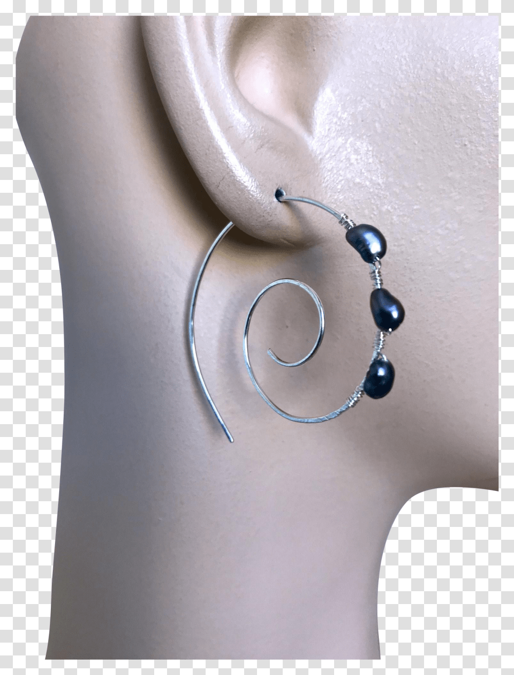 Silver Spiral Hoops Swirl Earrings Pearl Hoops Black, Necklace, Jewelry, Accessories, Accessory Transparent Png