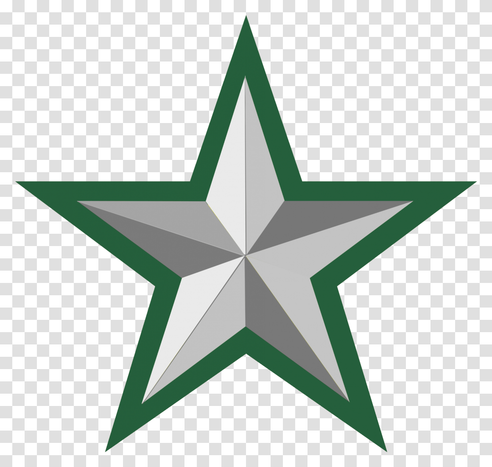 Silver Star With Green Border 2 Green Star, Cross, Symbol Transparent Png