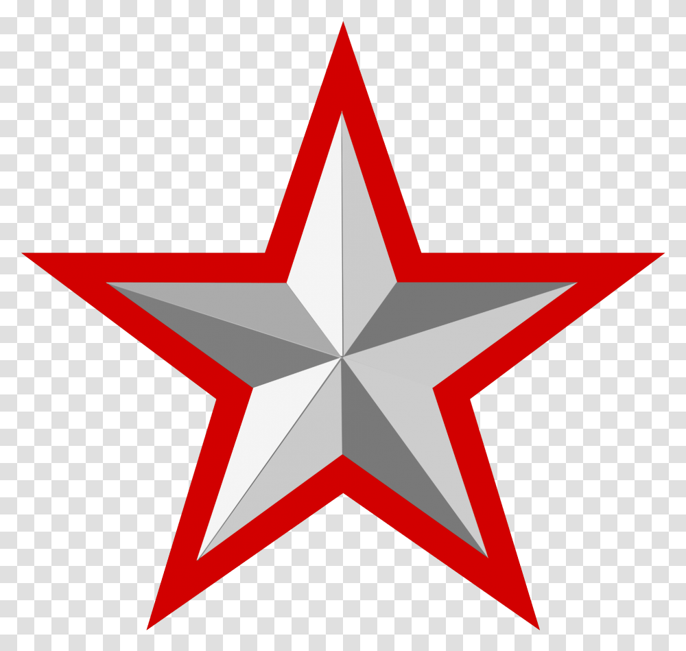Silver Star With Red Border Red Star On Background, Symbol, Star Symbol, Cross Transparent Png