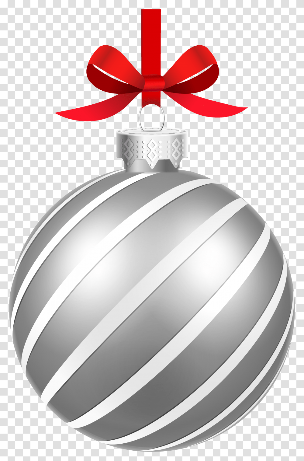 Silver Striped Christmas Ball Clipart Image Silver Christmas Ball, Ornament, Ring, Jewelry, Accessories Transparent Png