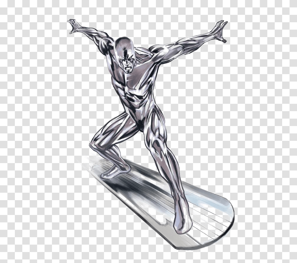 Silver Surfer Image Background, Sculpture, Statue, Person Transparent Png