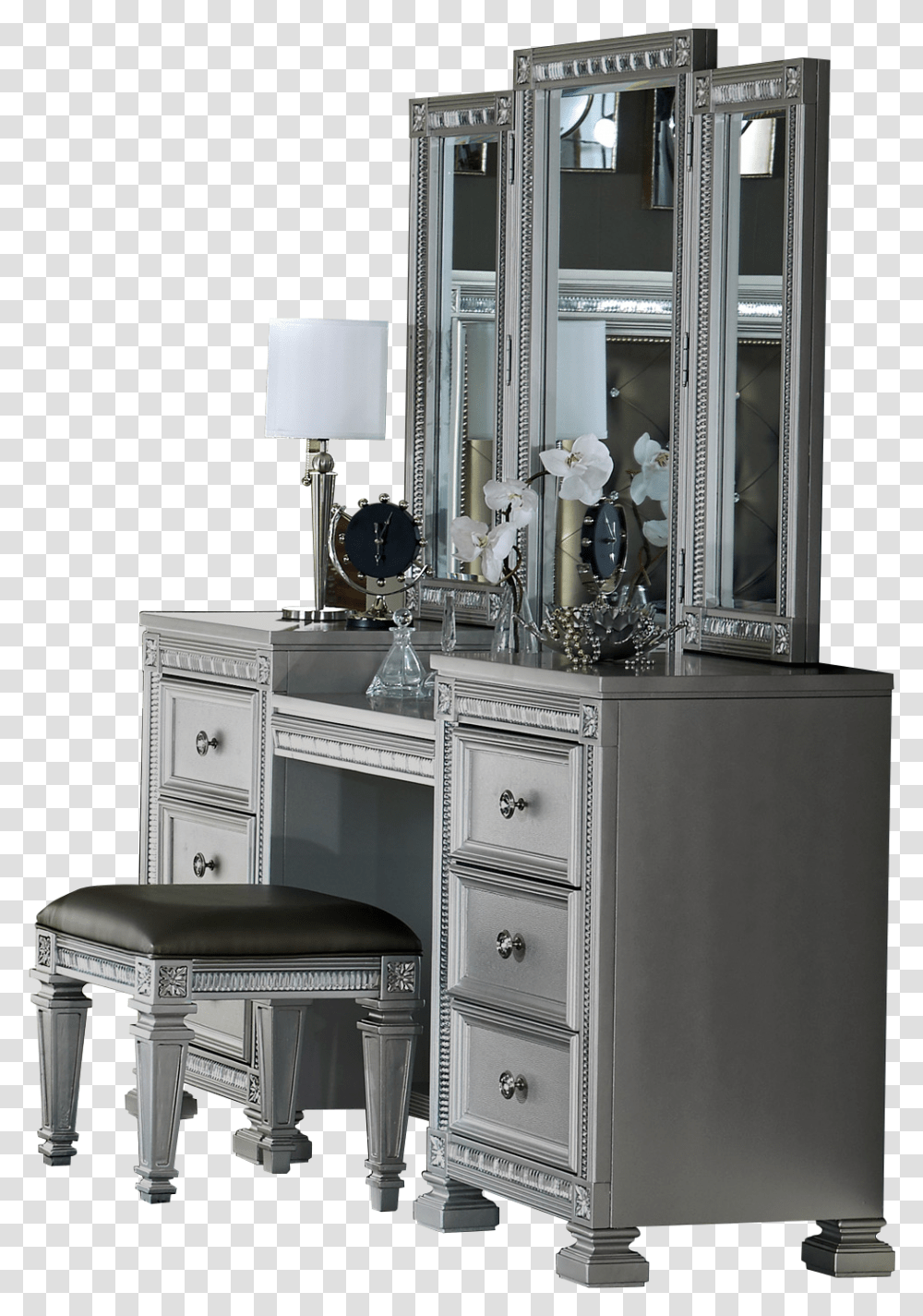 Silver Vanity, Furniture, Room, Indoors, Dressing Room Transparent Png