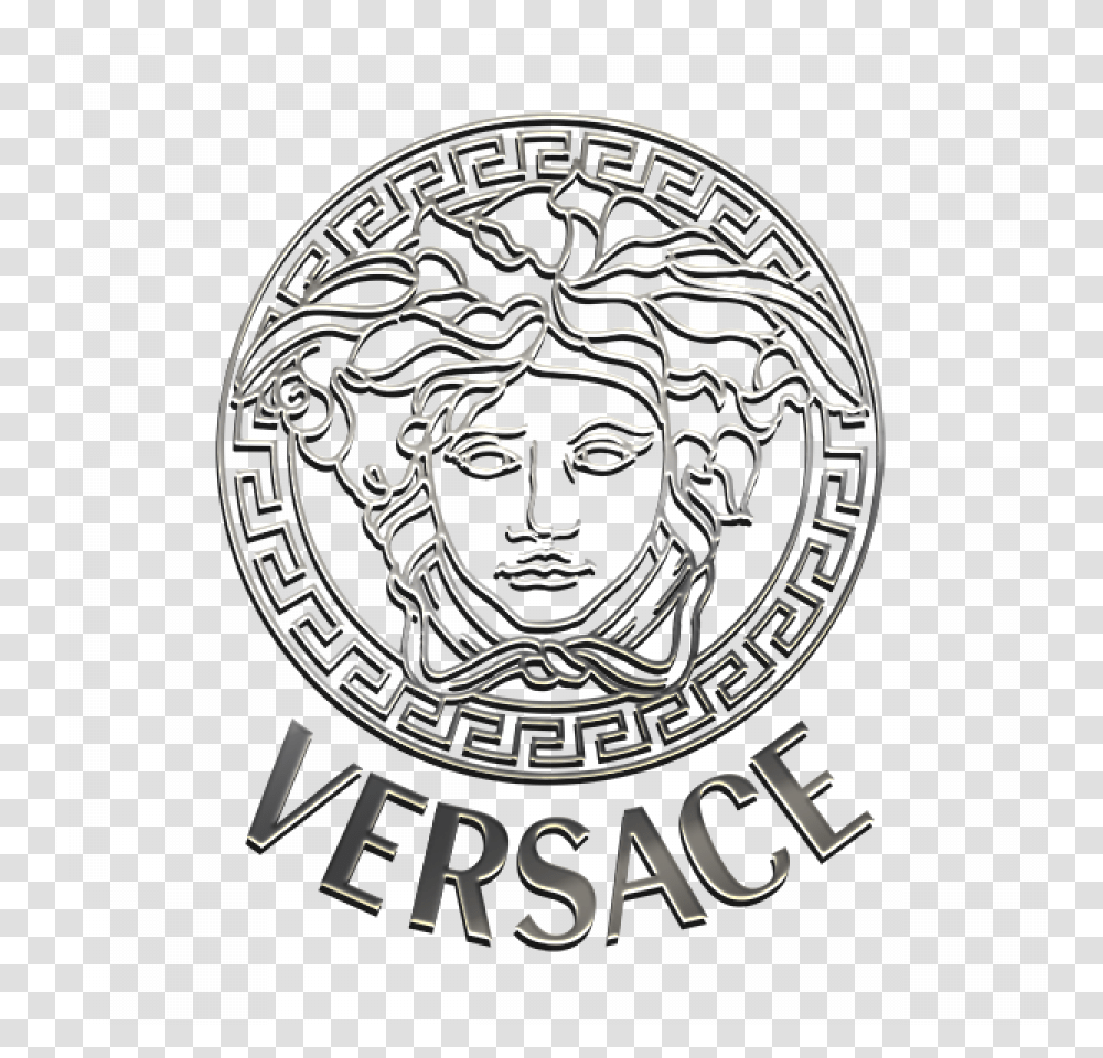 Silver Versace Logo, Trademark, Emblem, Poster Transparent Png