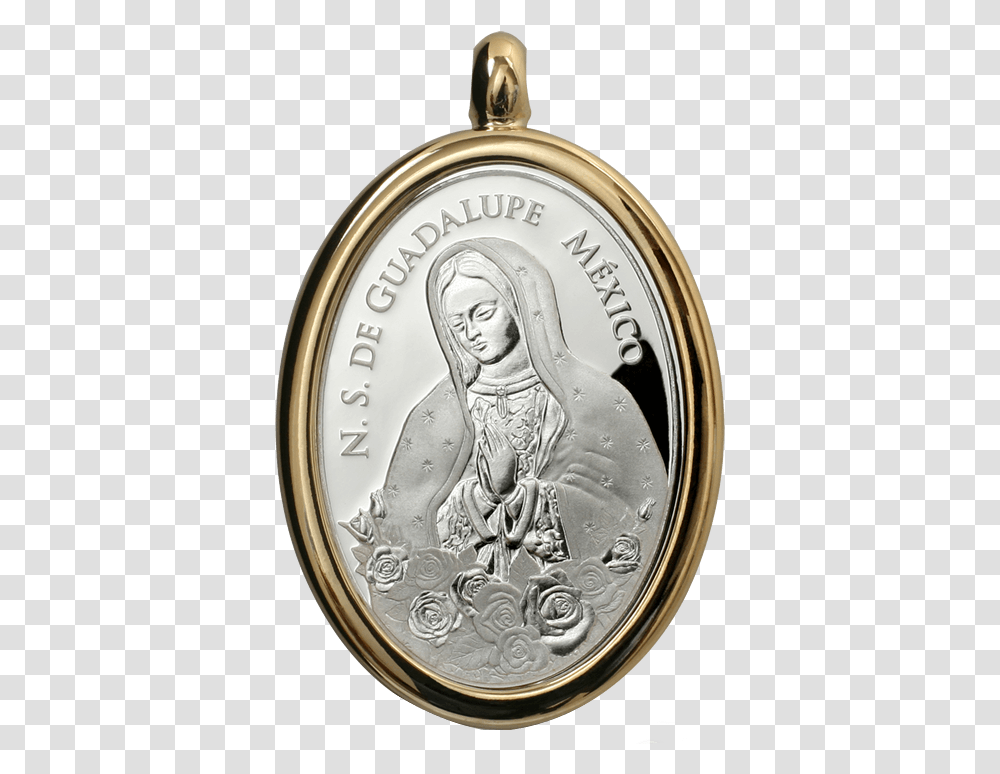 Silver Virgin Mary Medal Dije De La Virgen De Guadalupe, Money, Coin, Clock Tower, Architecture Transparent Png