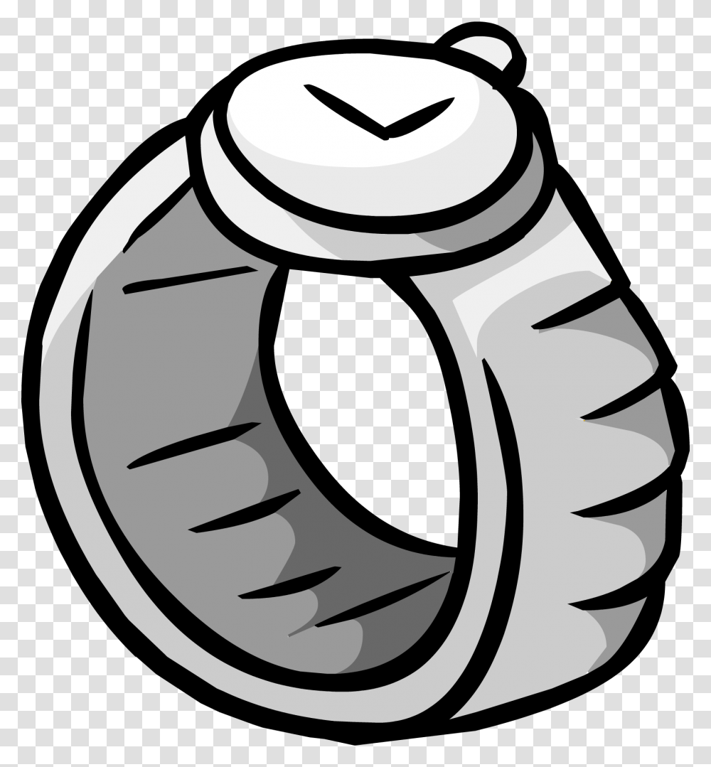 Silver Watch Clothing Icon Id Club Penguin Watch, Stencil, Machine, Grenade, Weapon Transparent Png