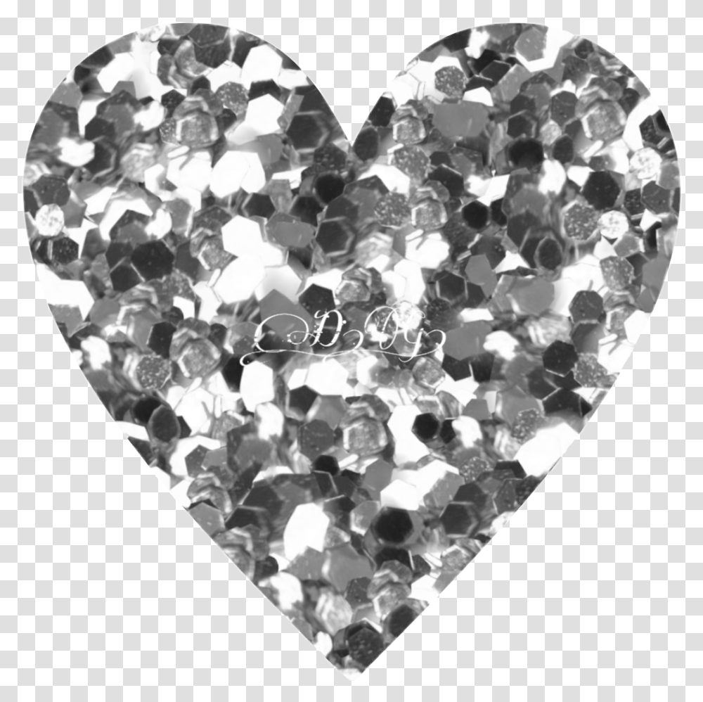 Silverheart Glitterheart Heart Silver Glitter Heart, Diamond, Gemstone, Jewelry, Accessories Transparent Png