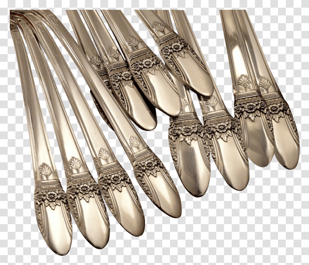 Silverware Art Deco, Cutlery, Fork, Spoon, Platinum Transparent Png