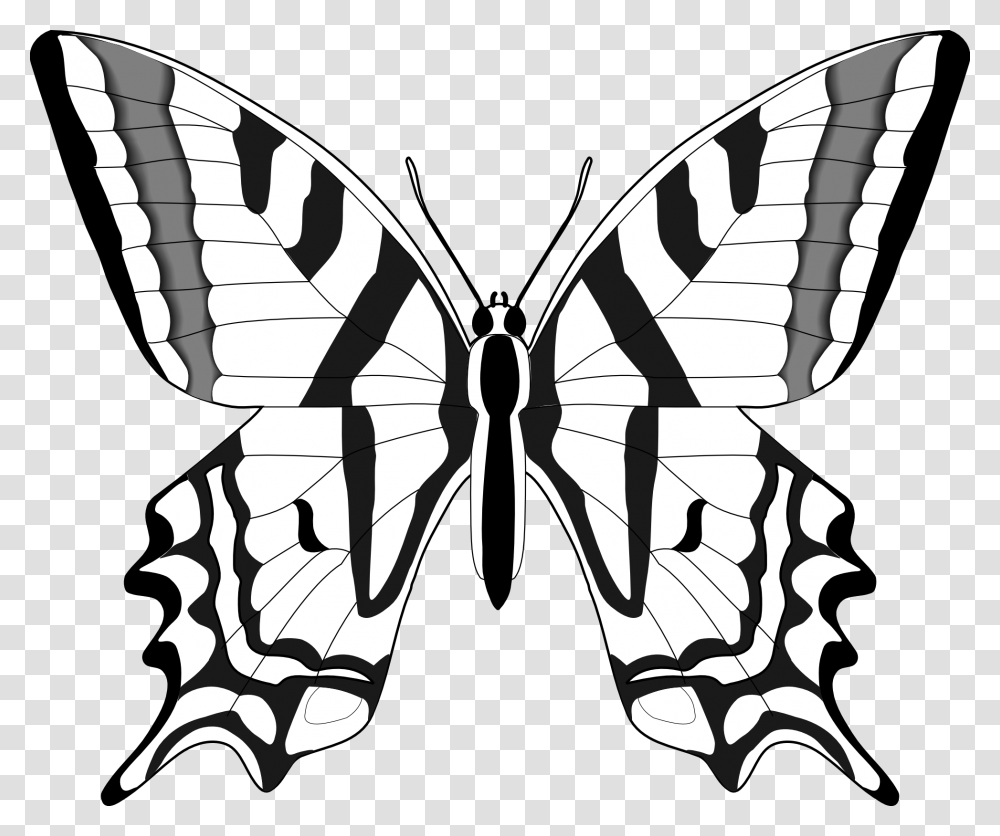 Simple Black And White Butterfly Clipart, Insect, Invertebrate, Animal, Stencil Transparent Png