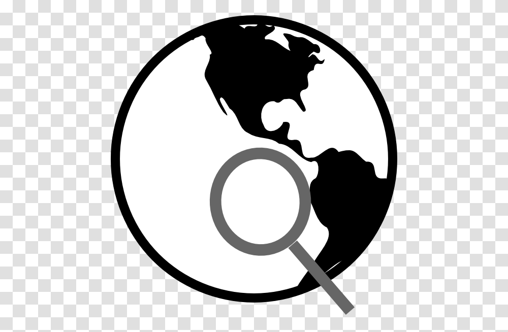 Simple Black And White Earth With Magnifying Glass Earth Black And White, Label, Electronics Transparent Png
