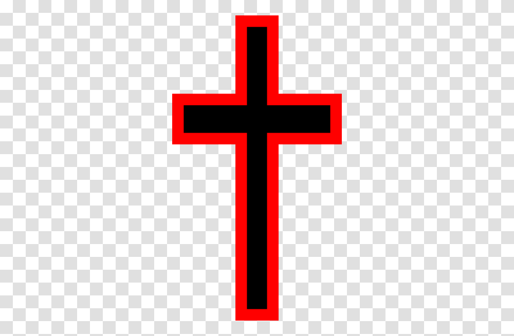 Simple Black Cross With Red Outline Clip Art, Logo, Trademark, Crucifix Transparent Png