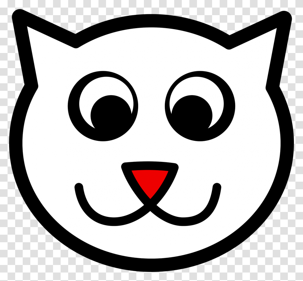 Simple Cat Cartoon Black And White, Label, Stencil Transparent Png