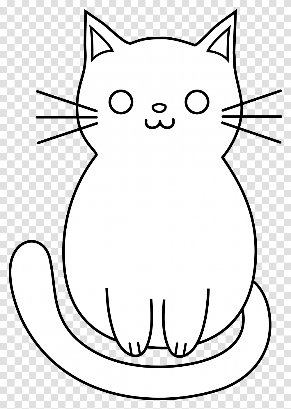 Simple Cat Clipart Black And White, Stencil, Animal, Mammal, Drawing Transparent Png