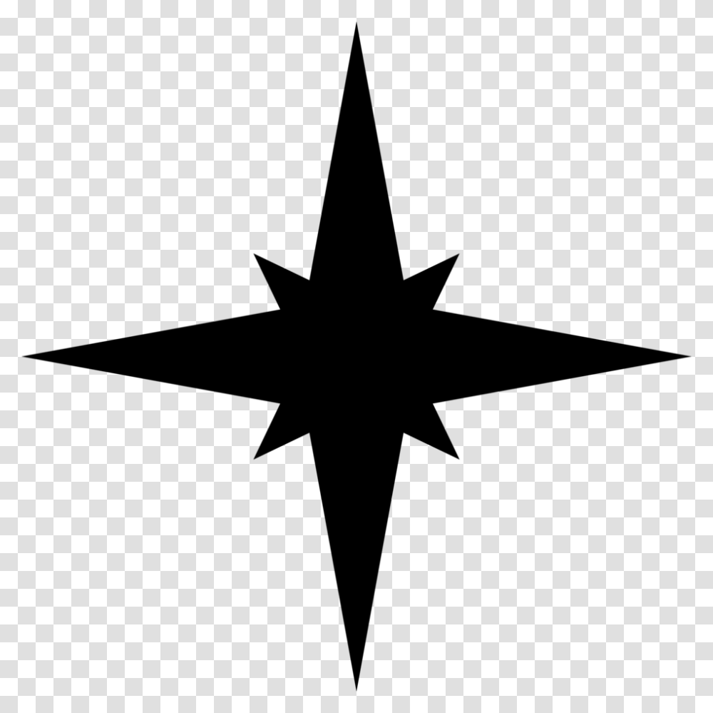 Simple Compass Rose 4 Point Star, Gray, World Of Warcraft Transparent Png