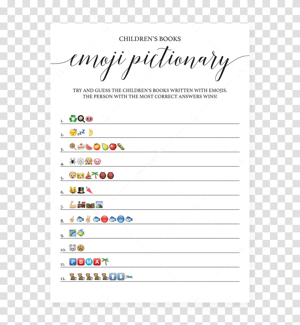 Simple Emoji Pictionary Baby Shower Game Printable Free Printable Baby Shower Emoji Game, Number, Page Transparent Png