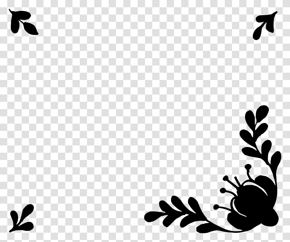 Simple Flower Border Vector Black And White, Floral Design, Pattern Transparent Png