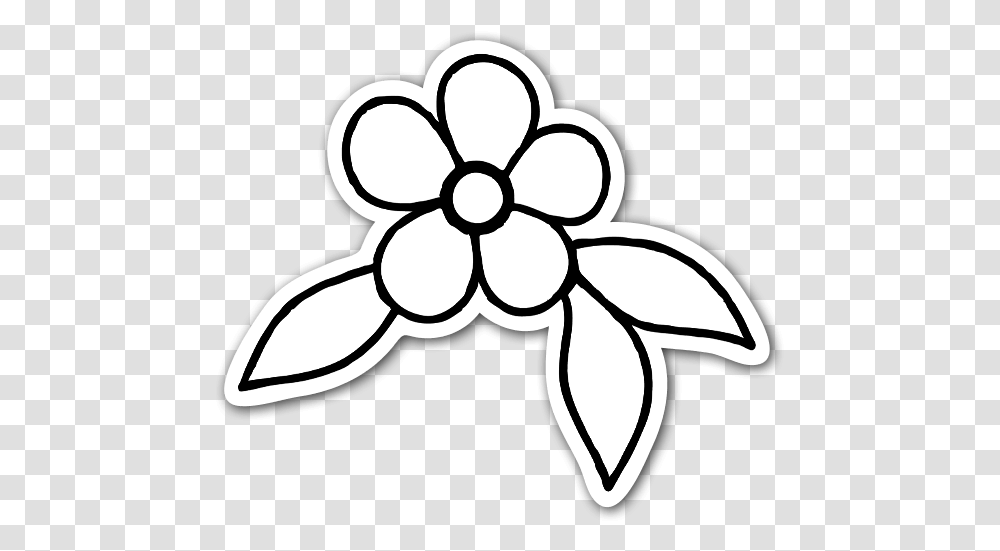 Simple Flower Ornament Sticker Stickers Black And White Simple, Stencil, Pattern Transparent Png