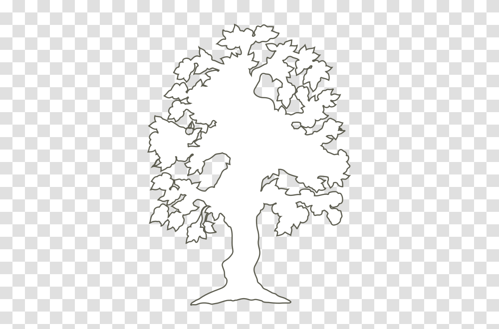 Simple Flowering Tree Outline Clipart For Web, Silhouette, Stencil Transparent Png